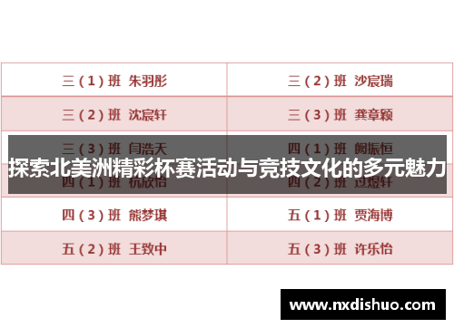 探索北美洲精彩杯赛活动与竞技文化的多元魅力 探索北美洲精彩杯赛活动与竞技文化的多元魅力